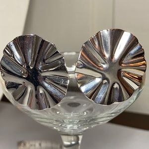 Vintage abstract silvertone sunburst style clip earrings